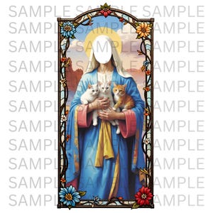 Kitten Saint Prayer Votive Candle Template PNG & JPG