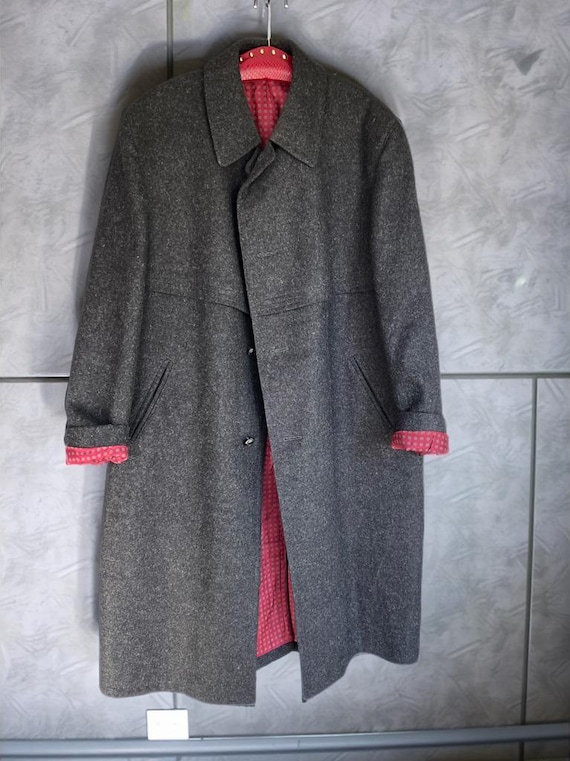 90s Vintage Minimalist Unisex Grey Maxi Wool Coat | Frugal Chic Style Outerwear | Size 56