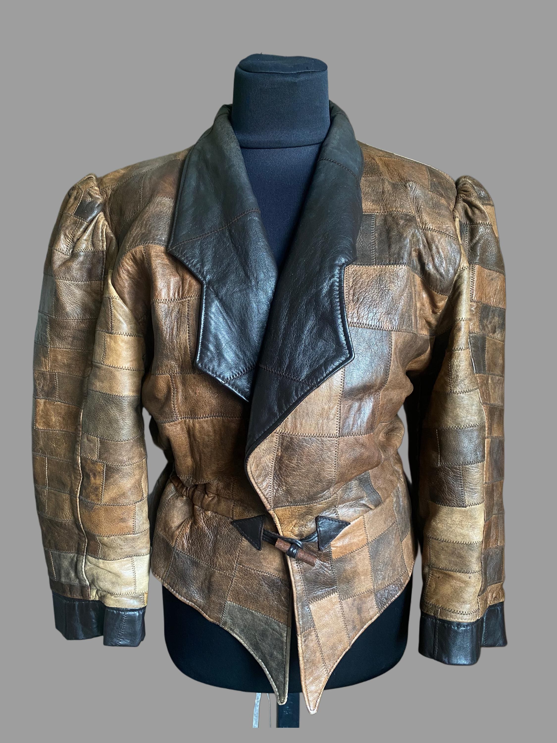 Patchwork Leather Jacket - Etsy