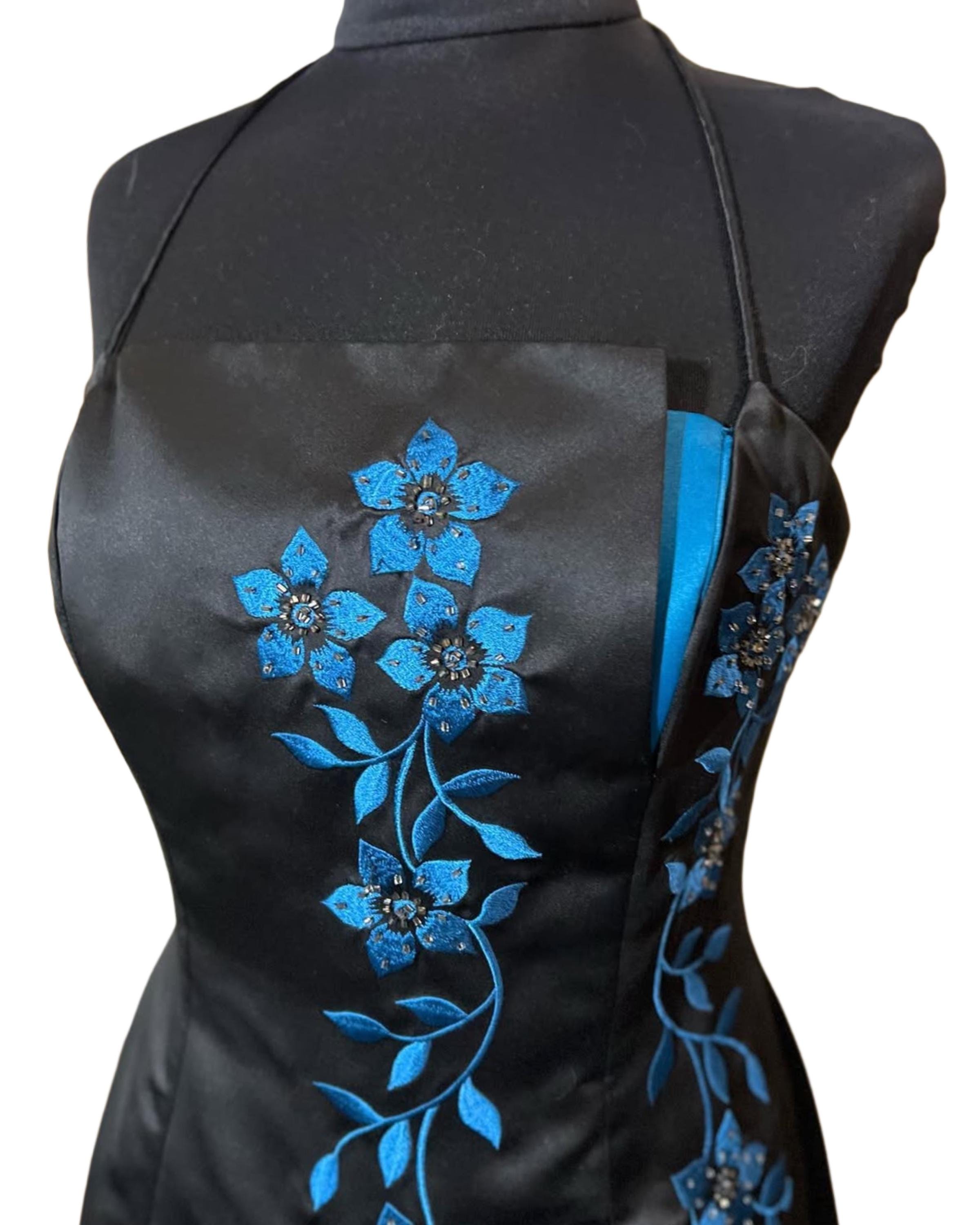 black and blue floral prom dress All Who Wander