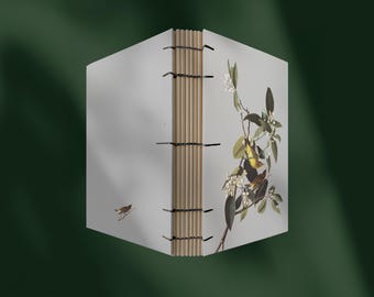 Handmade Vintage Journal Notebook Sketchbook — Palm Warbler