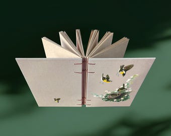 A6 Handmade Vintage Journal Notebook Sketchbook — Yellow Breasted Chat