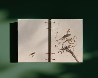 A6 Handmade Vintage Journal Notebook Sketchbook — Hermit Thrush