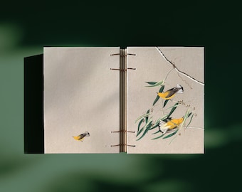 A6 Handmade Vintage Journal Notebook Sketchbook — Prothonotary Warbler