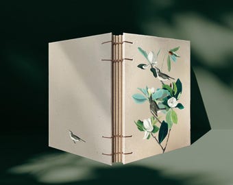 A6 Handmade Vintage Journal Notebook Sketchbook — Warbling Flycatcher