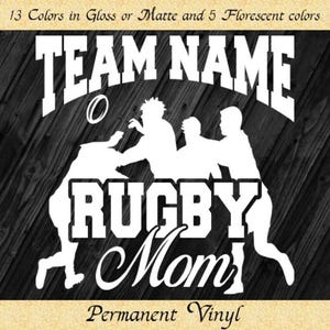 Rugby Mom Vinyl Decal: Custom Team Name, Waterproof Sticker
