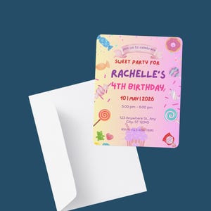 Editable Candy Birthday Invitation Template: Sweet Celebration (Digital Download)