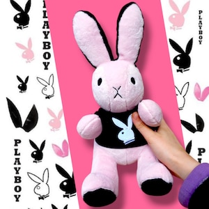 Ultra Rare Vintage Playboy Bunny Plush – Y2K Aesthetic room decor | 2000s McBling style accessories playboy pillow bunny shaped pink bunny