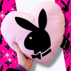 Vintage Playboy Pillow - heart shaped playboy bunny pillow pink y2k coquette room decor vintage 2000