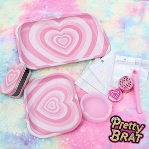 Süßes Raucherset - Kiffer Geschenkbox, Grinder, Aschenbecher, Aufbewahrungsbox, Taschen  Geschenk für sie - rosa Pflegepaket y2k style