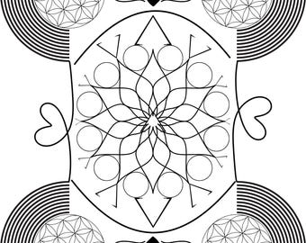 Heart mini mandala coloring page