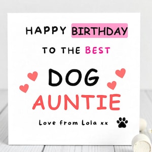 Joyeux anniversaire à la meilleure tante chien, carte d'anniversaire chien personnalisée, carte d'anniversaire chien tante, carte d'anniversaire du chien, carte d'anniversaire chien