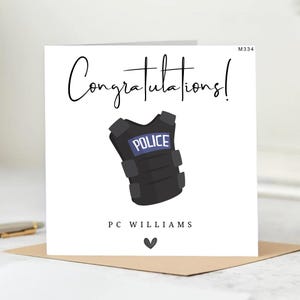 Gepersonaliseerde politiekaart, politie gefeliciteerd kaart, politie promotiekaart, politie flauwvallen, politie, PCSO kaart, politie goed gedaan