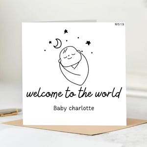 Nieuwe kaart voor babyjongen - Welcome to the World - gepersonaliseerd - gefeliciteerd - nieuwe babykaart - geboortegegevens
