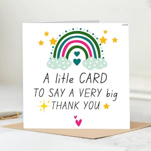 Eine kleine Karte für Lehrerfreundin Sie Ihn Dankeschön Karte Karte für Dankeschön Dankeschön Regenbogen Design