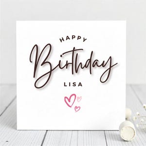 Fijne verjaardag Lisanne! - Gepersonaliseerde vrouwelijke verjaardagskaart voor haar - Aangepaste verjaardagskaart voor vriend, moeder, broers en zussen.