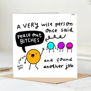 Personalized Funny Peace Out Bit    'Goodbye Card-Hilarious Farewell, New Job Humor Card, Card For Colleague , Office Mate, Work Buddy.