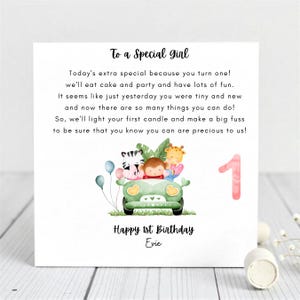 Biglietto di auguri personalizzato per il primo compleanno di una bambina - Biglietto di auguri carino per il primo compleanno - Biglietto speciale per una bambina