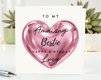 Personalized Bestie Birthday Card: Custom Friend Portrait Keepsake