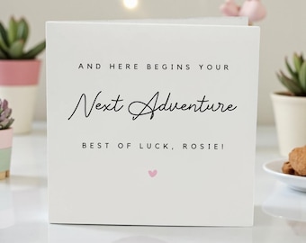 Personalized Good Luck Card, New Job Card, Leaving Card Colleague Friend, Next Adventure Card, Custom Name Farewell Card, Best of Luck Gift