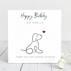Custom Dog Birthday Card -Personalized Card-Greeting Birthday Card From Dog-Thank You Dog Sitter Card