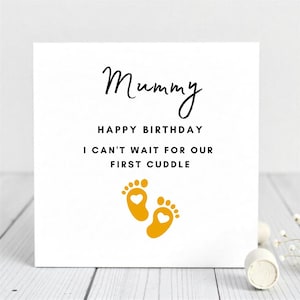 Cartão de aniversário "Mummy Love from The Bump" - Mal posso esperar pelo nosso primeiro abraço - Cartão personalizado
