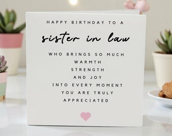 Personalisierte Schwägerin Geburtstagskarte, alles Gute zum Geburtstag Schwägerin Geschenk, spezielle Schwägerin Karte, benutzerdefinierte Namenskarte für Sie