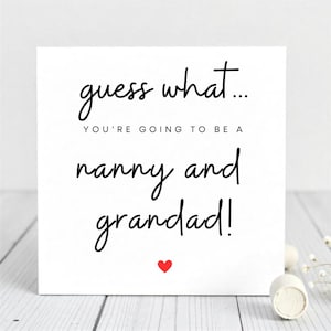 Révélation de grossesse pour nounou et grand-père - Vous allez être grands parents - Faire-part de bébé mignon - Révéler aux parents.