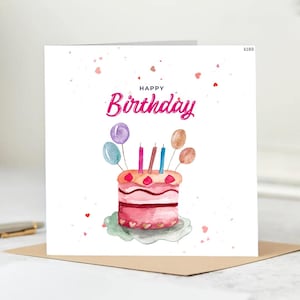 Carte de gâteau de joyeux anniversaire - carte de gâteau d'anniversaire - carte d'anniversaire pour elle - carte d'anniversaire de ballons pour un ami/petite amie/petit ami/tout le monde