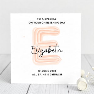 Gepersonaliseerde doopkaart voor meisje-modern ontwerp-aangepaste naam-doopkaart-Elizabeth aandenken.