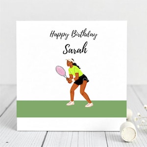 Personalized Tennis Birthday Card for Girl – Custom Name Sports Greeting Card – Tennis Player Gift – Birthday Card for Teen or Daughter