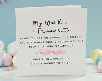 Tarjeta personalizada para tu mejor amiga del trabajo, tarjeta de agradecimiento a una compañera, regalo de agradecimiento para mujeres en el trabajo, tarjeta de despedida, recuerdo de amistad entre compañeras de trabajo.
