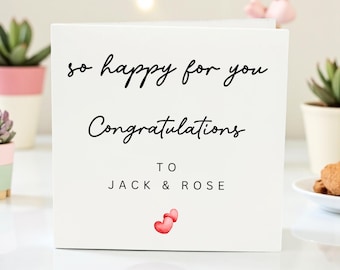 Personalized Engagement Card for Couple Funny Congratulations Card for Newly Engaged Bride Groom Custom Names