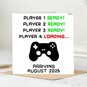 Gamer Pregnancy Announcement Card- Player 4 Loading- Funny Baby Reveal Card- Card for New Expectant Parents.