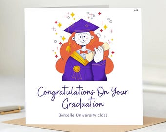 Carte de fin d'études - Félicitations pour l'obtention de votre diplôme, carte universitaire, carte scolaire, remise des diplômes, bravo, carte fière de vous.