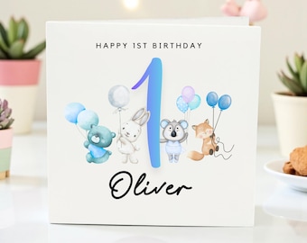 Personalized 1st Birthday Card – Special Gift for Boy, Son, Grandson, Nephew, Toddler