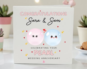 Parelkaars huwelijksverjaardag voor stel, gepersonaliseerde verjaardagskaart, kaart leuke man vrouw, kaart 30e verjaardag cadeau