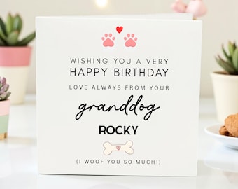 Lustige Geburtstagskarte für Hunde von Opa, personalisierte Haustier Geburtstagskarte mit Namen, humorvolle Hundeliebhaberkarte, Geschenk für Hundemutter und Papa