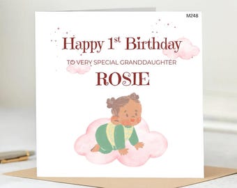 Carte 1er anniversaire fille, première carte d'anniversaire pour fille, carte 1er anniversaire personnalisée, carte 1er anniversaire fille, cadeau 1er anniversaire fille