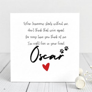 Tarjeta conmemorativa personalizada para mascotas - Poema del Puente Arcoíris - Regalo para la pérdida de una mascota - Tarjeta de recuerdo para perro o gato - Tarjeta con nombre personalizada - Homenaje al Óscar
