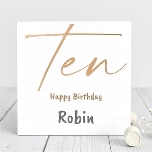 10º aniversário do Robin! - Cartão de aniversário minimalista - Cartão de aniversário personalizado para ele, irmão, amigo.