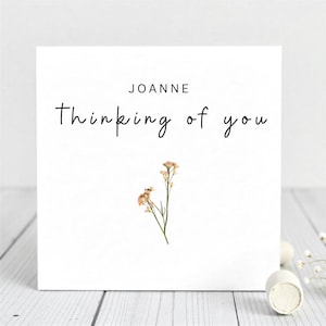 Carte pensée personnalisée pour vous - carte d'encouragement floral minimaliste - carte de sympathie personnalisée - pour ami, amour de longue distance.
