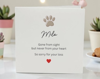 Personalized Pet Sympathy Card with Name, Dog Memorial Card, Pet Loss Condolence Card, Custom Cat Remembrance Card, Loss of Pet Gift