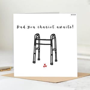 Grappige verjaardagskaart, You're Chariot wacht, gepersonaliseerde verjaardagskaart, voor papa-