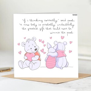 Personalized New Baby Greeting Card-Winnie The Pooh And Piglet. Sweet Quote