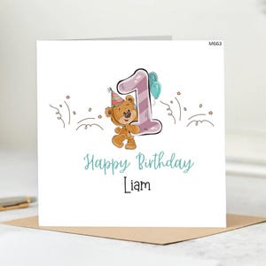 Cartão de 1º aniversário para menino, Cartão personalizado de primeiro aniversário, Cartão de um ano, Cartão de aniversário para filho, Cartão de aniversário