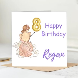 Carte personnalisée de 8e anniversaire, carte de huitième anniversaire pour elle, huit aujourd'hui, joyeux 8e anniversaire, fille, petite-fille, amie, nièce