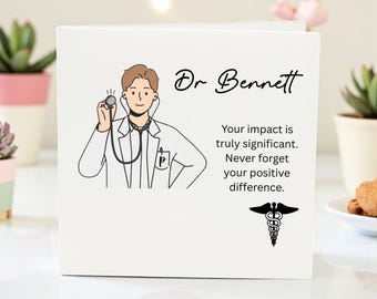 Gepersonaliseerde doktersbedankkaart, aangepaste naam medische waarderingskaart voor huisarts-verpleegkundige verpleegkundige consulent, bedankkaart gezondheidszorg