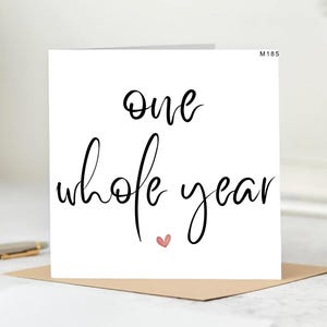 Tarjeta de un año entero - Tarjeta de aniversario - Tarjeta de 1er aniversario - Primer aniversario - Tarjeta para esposo/esposa - Tarjeta para pareja