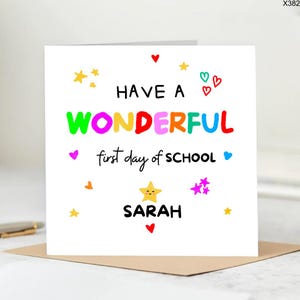 Personalized First Day of School Card: Custom Name, Good Luck